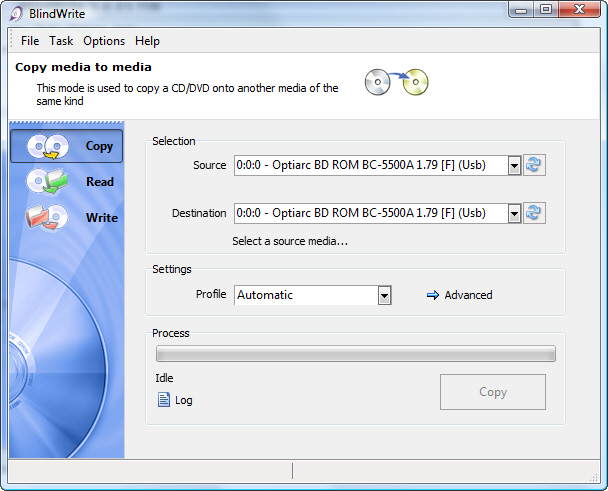 BlindWrite permet de créer des copies de sauvegarde de vos CD, DVD et Blu-Ray.