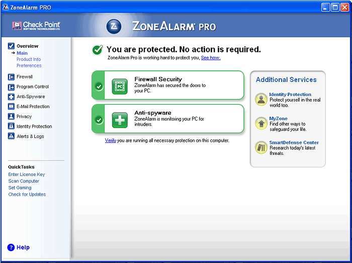 ZoneAlarm pro firewall